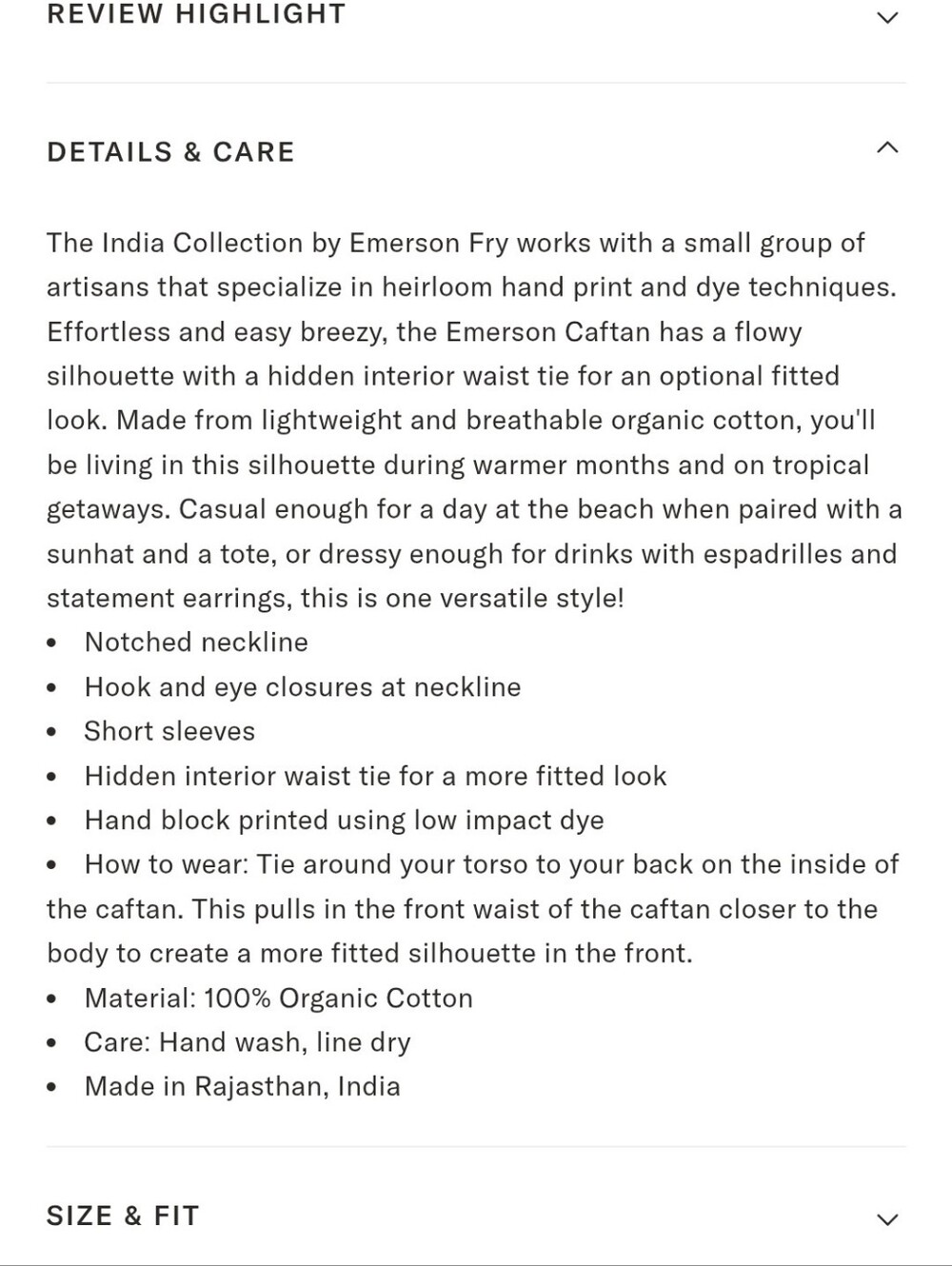 Emerson Frye India Collection Ink Caftan Oranic Cotton Cover Up Love Tomas - Picture 4 of 9